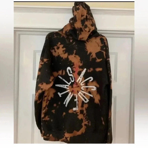 Band Hoodie Sweatshirt The Accident OOAK Reverse Bleach Abstract Dye Size Small - Picture 3 of 3
